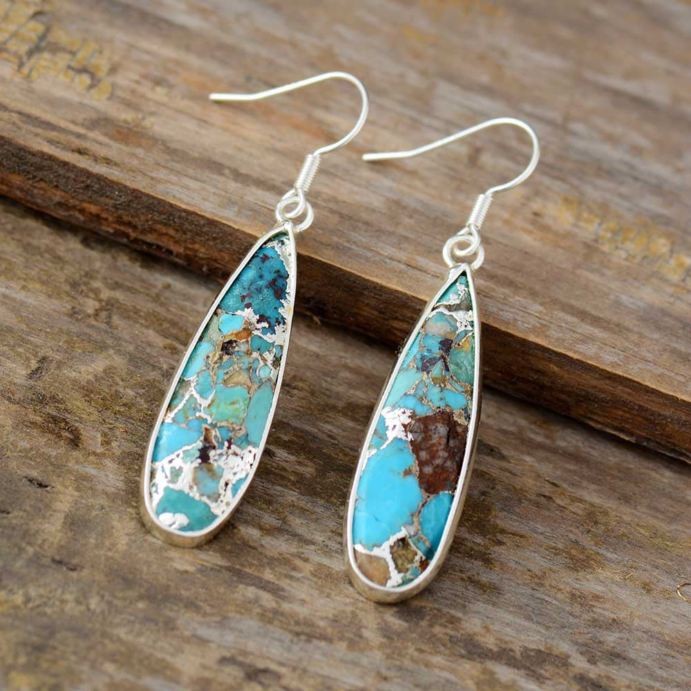 Chic Turquoise Jasper Teardrop Earrings