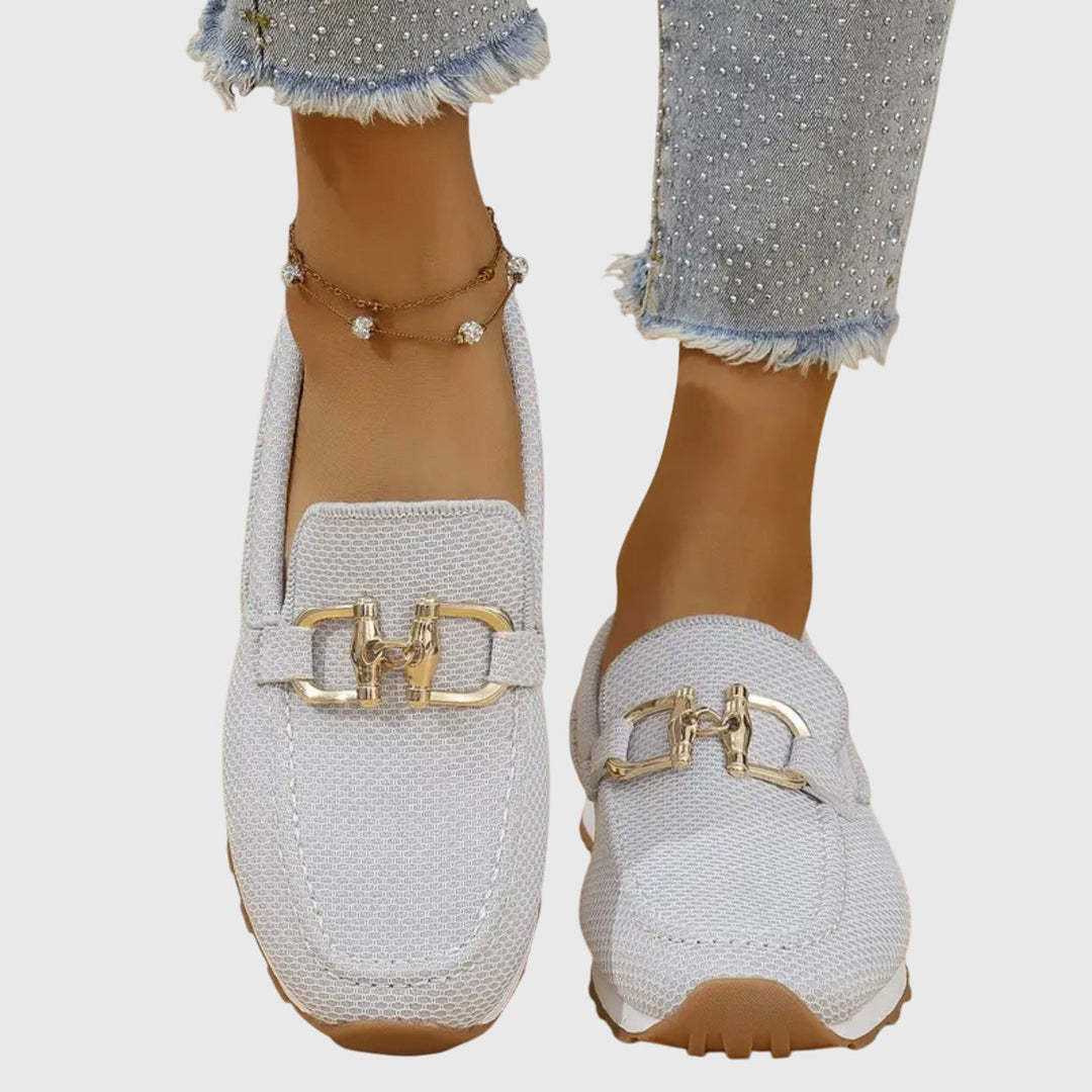Genevieve – Textured Chain Detail Loafers