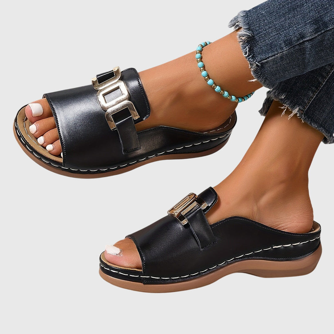 Brittany – Statement Buckle Slide Sandals