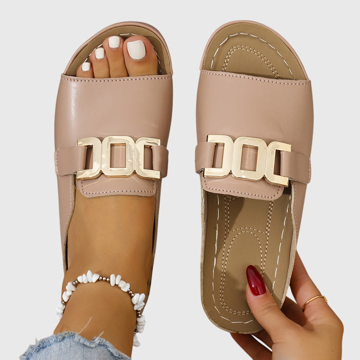 Brittany – Statement Buckle Slide Sandals