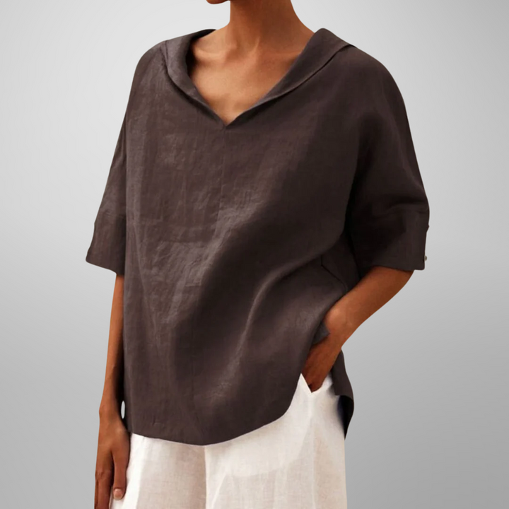 Mallory – Relaxed Linen Blend Blouse