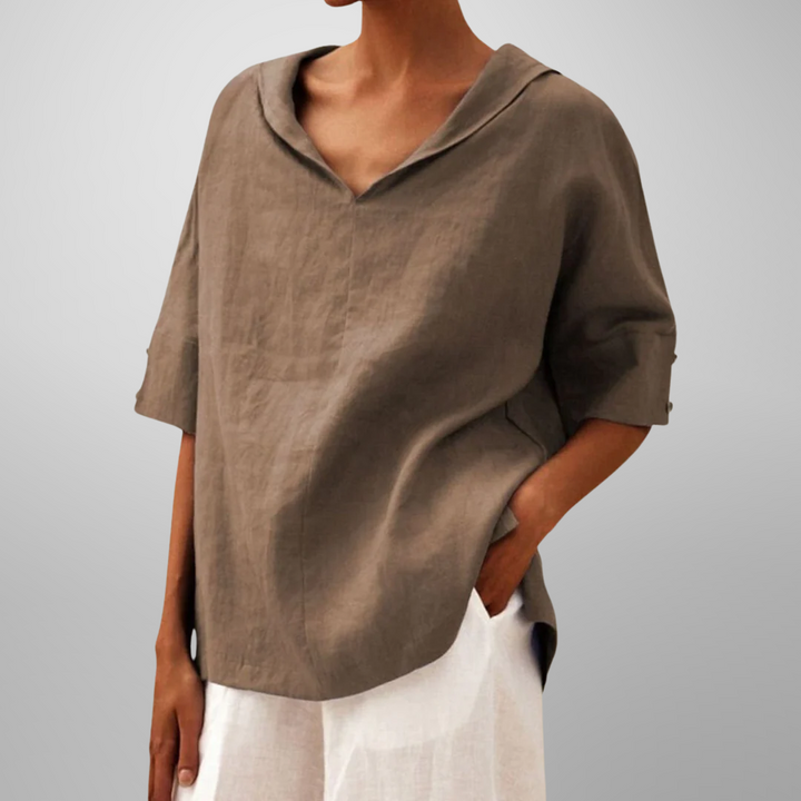 Mallory – Relaxed Linen Blend Blouse
