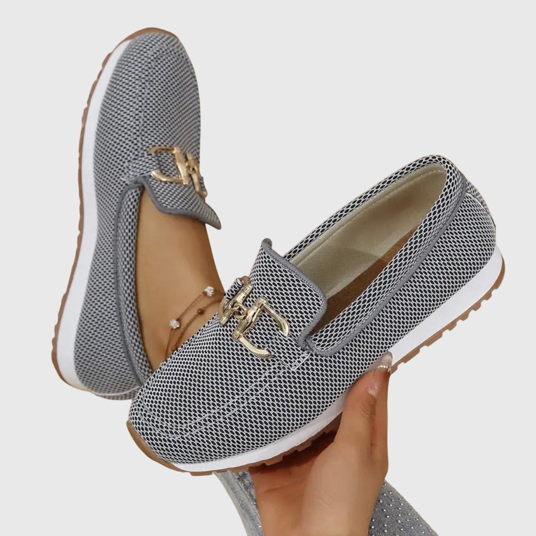 Genevieve – Textured Chain Detail Loafers