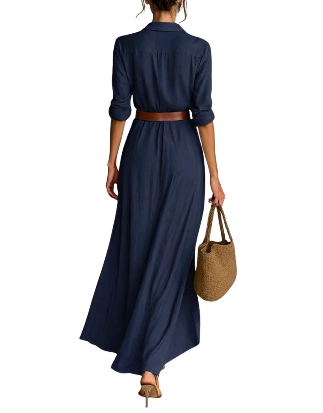 Monica – Belted Shirt Maxi Dress