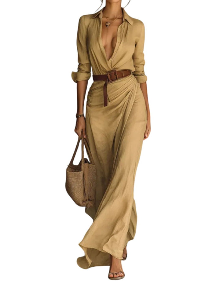 Monica – Belted Shirt Maxi Dress