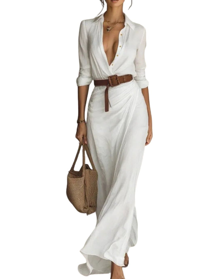 Monica – Belted Shirt Maxi Dress