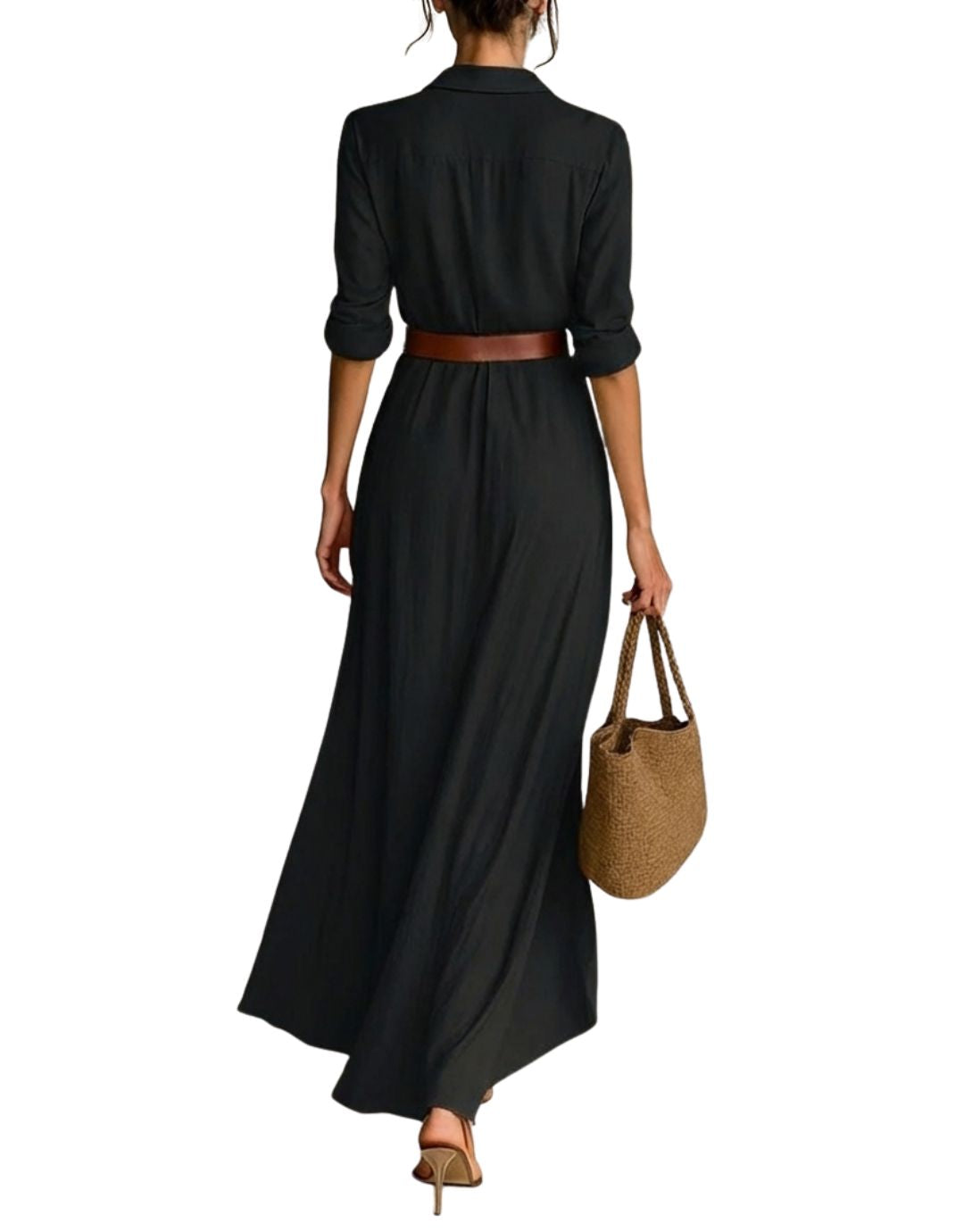Monica – Belted Shirt Maxi Dress