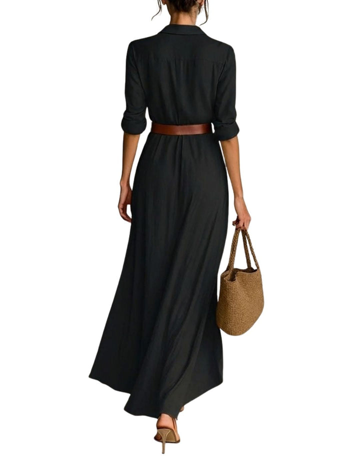 Monica – Belted Shirt Maxi Dress