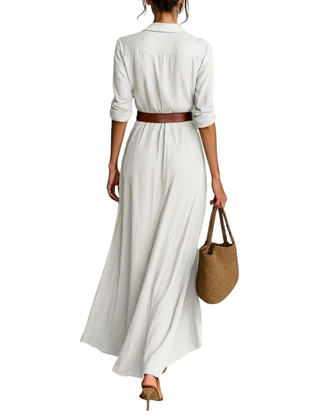 Monica – Belted Shirt Maxi Dress