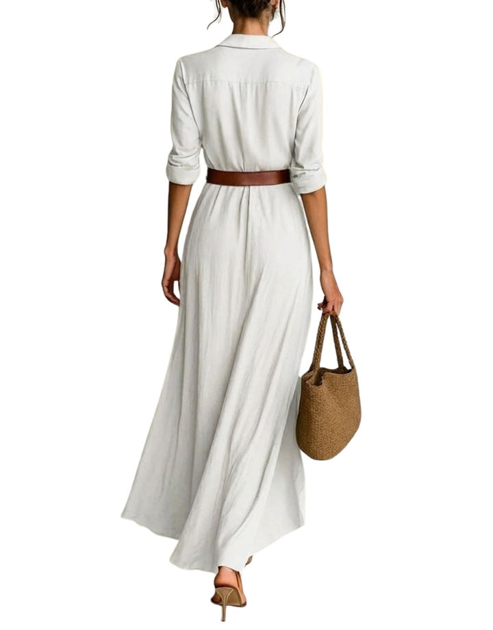 Monica – Belted Shirt Maxi Dress
