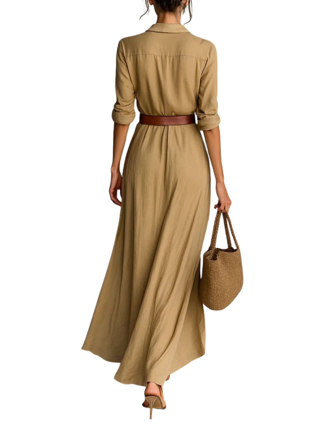 Monica – Belted Shirt Maxi Dress