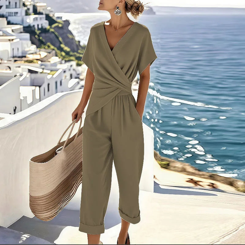 Amber – Draped Waist Wide-Leg Jumpsuit