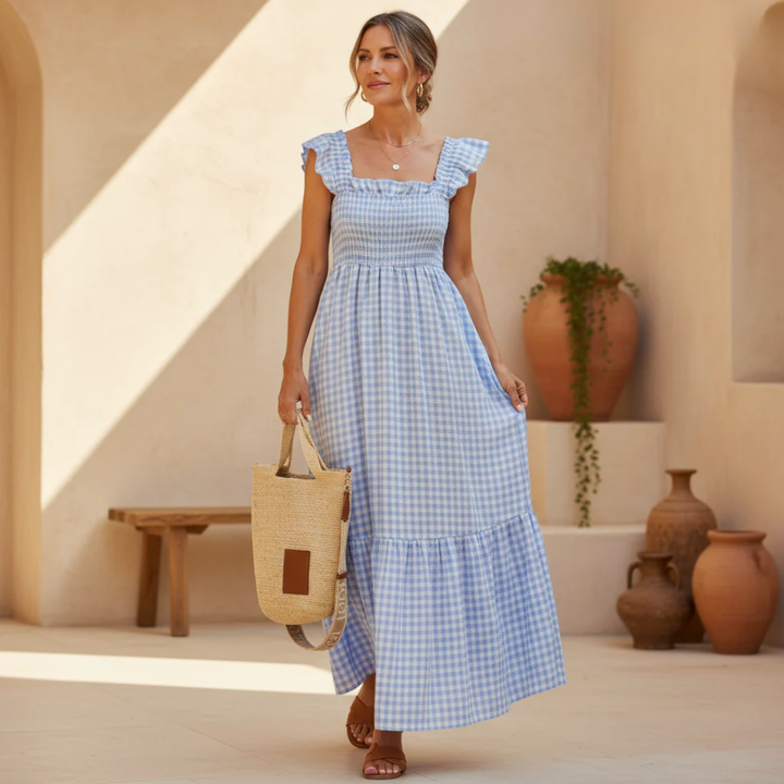 Ivara - Elegant Plaid Summer Dress