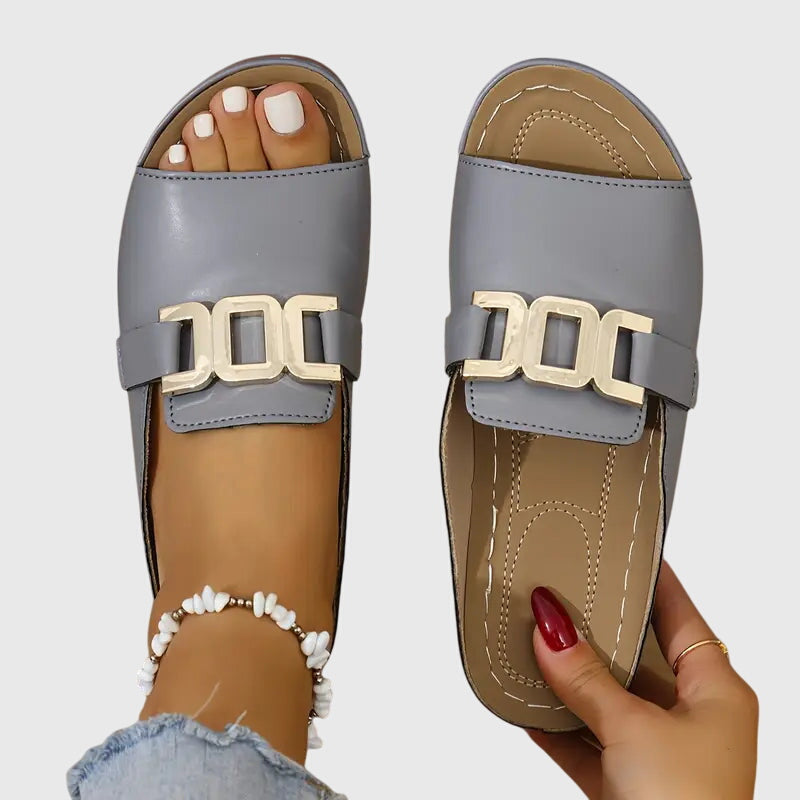 Brittany – Statement Buckle Slide Sandals